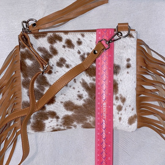 New Handmade Real Cowhide Leather Crossbody Purse Handbag Hair On - Picture 4 of 6